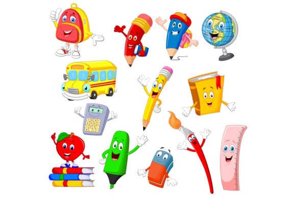 Set of Thirteen Cartoon School Supplies: A Designer's Review